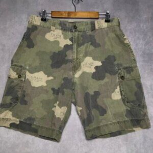 Chaps RL Mens Camo Cargo Shorts size 34 Lightweight Cotton Fatigues Jungle Green